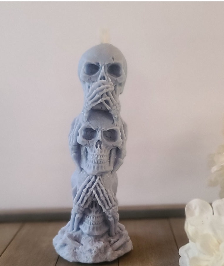 No Evil Scented Skull Candle (blue) – J&M Creations of El Paso