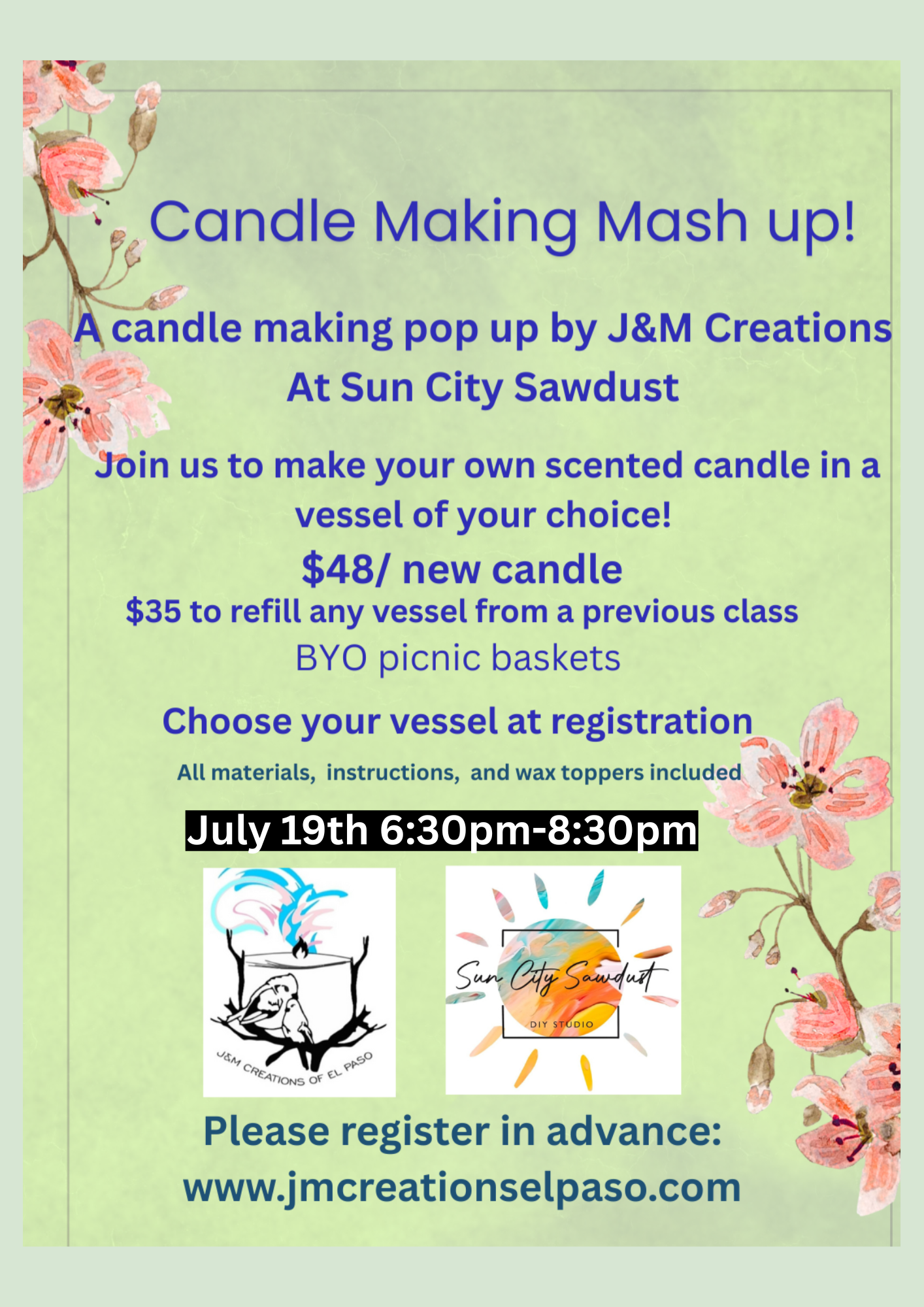 Candle Making Mash Up at Sun City Sawdust July 19th