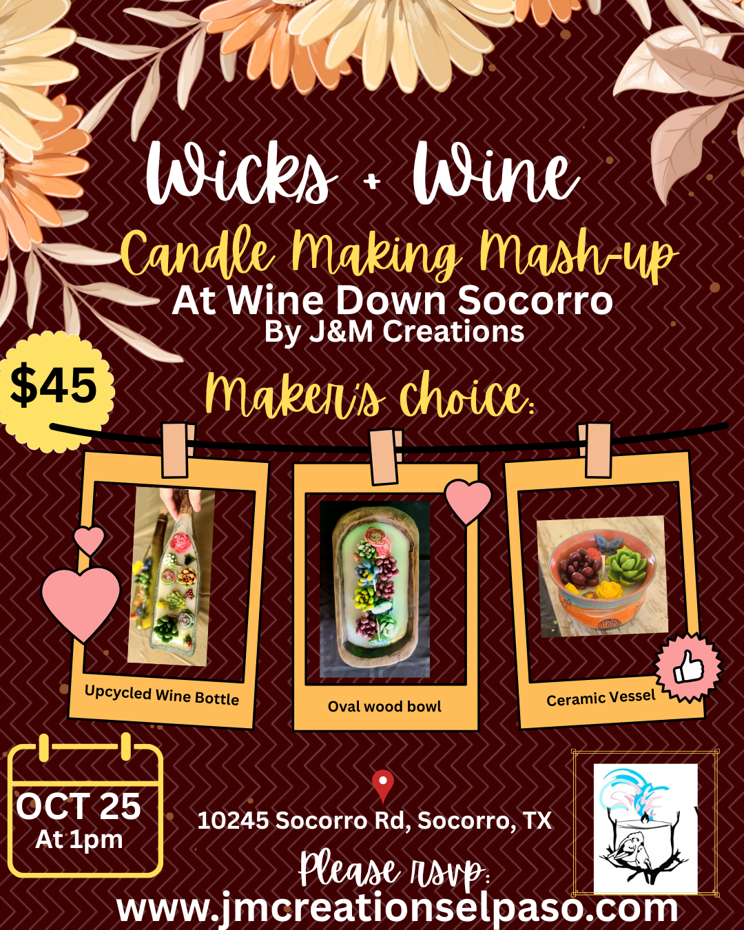 Wicks + Wine Mash Up at Wine Down Oct. 25th