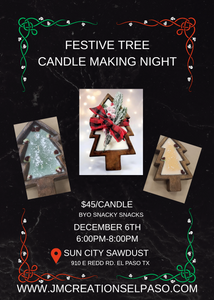 Festive Tree Candle Making at Sun City Sawdust Dec. 6th
