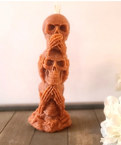 No Evil Scented Skull Candle (mahogany brown)