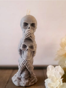 No Evil Scented Skull Candle (grey)