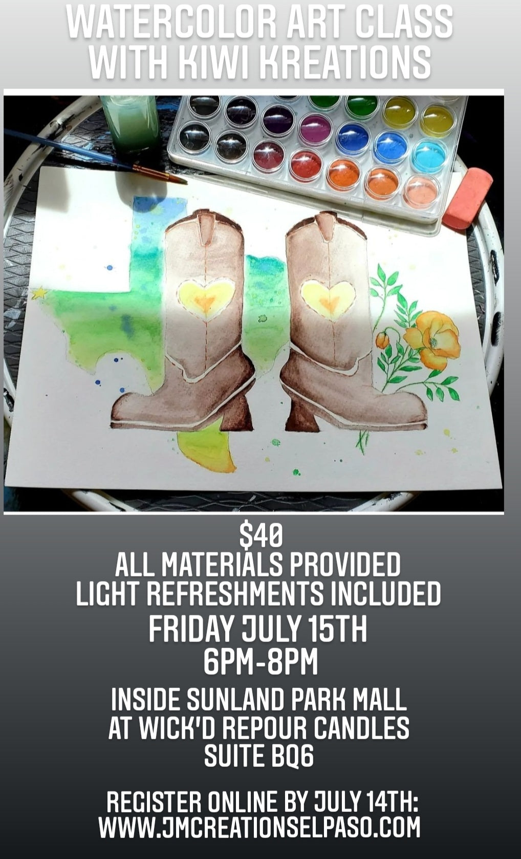 Watercolor Art Class With Kiwi Kreations July 15th