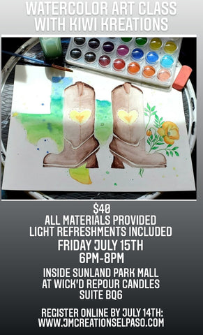 Watercolor Art Class With Kiwi Kreations July 15th